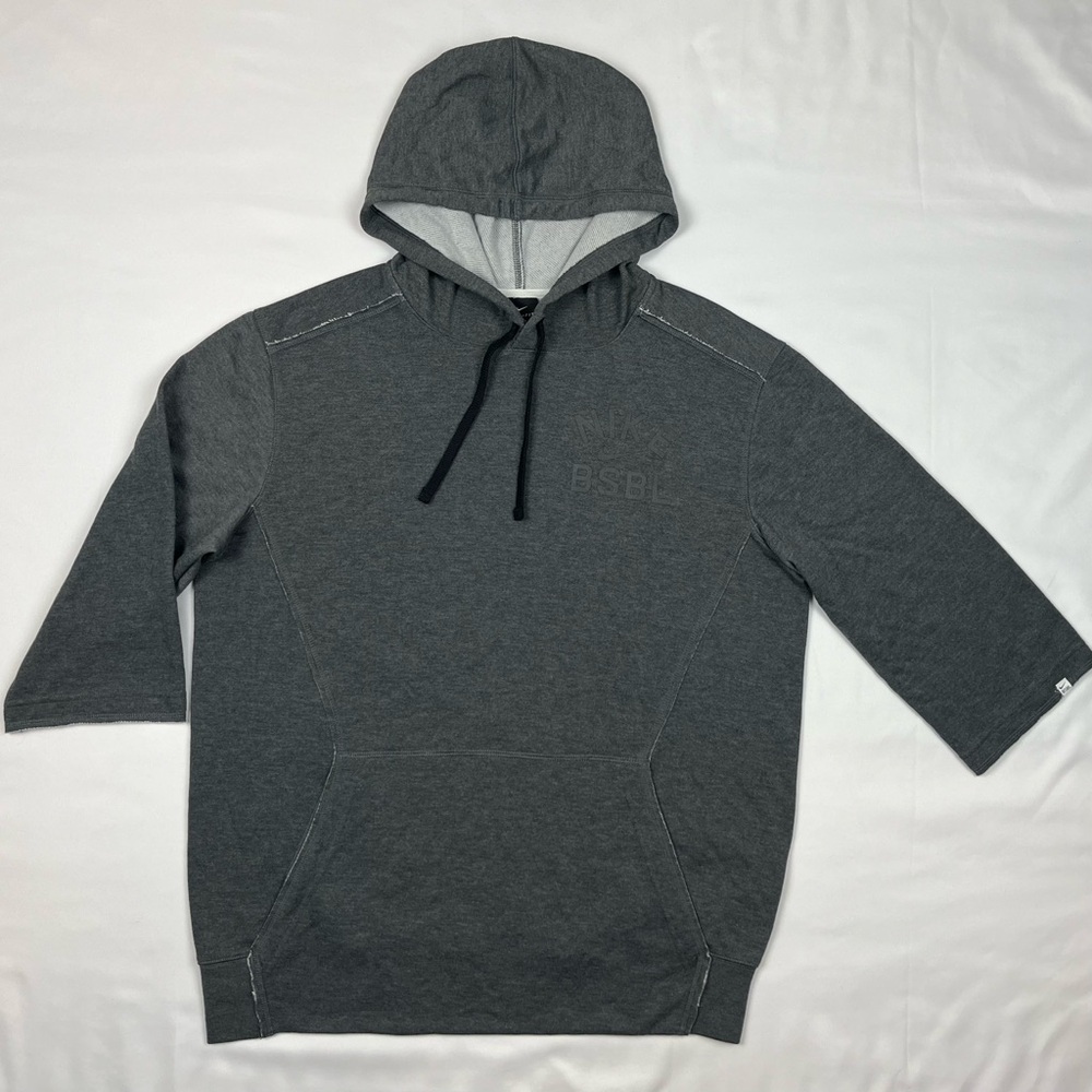 Nike Baseball Mens 3/4 Sleeve Hoodie Sweatshirt Sz Medium Grey Pullover A2